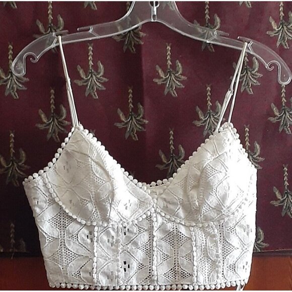 Musette Boho Lace Crop Top Summer Solstice Festival Metal Zipper Closure S - Picture 2 of 12